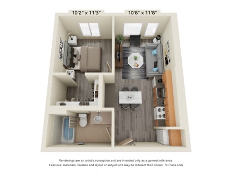 a 1 bedroom floor plan at the heritage village apartments in hurst, tx